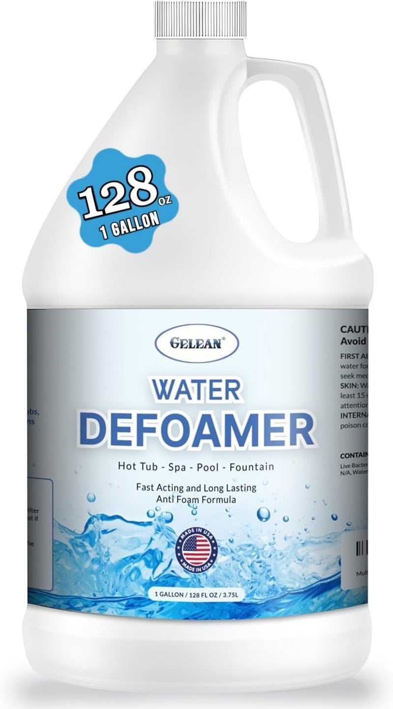GELEAN Hot Tub Defoamer - Pool, Fountain, Spa Anti Foam Defoamer -128oz- Eco Friendly & Safe Water Anti Foam - Quickly Removes & Prevents Foam - Silicone Emulsion HotTub Chemicals Made in USA, - Image 1